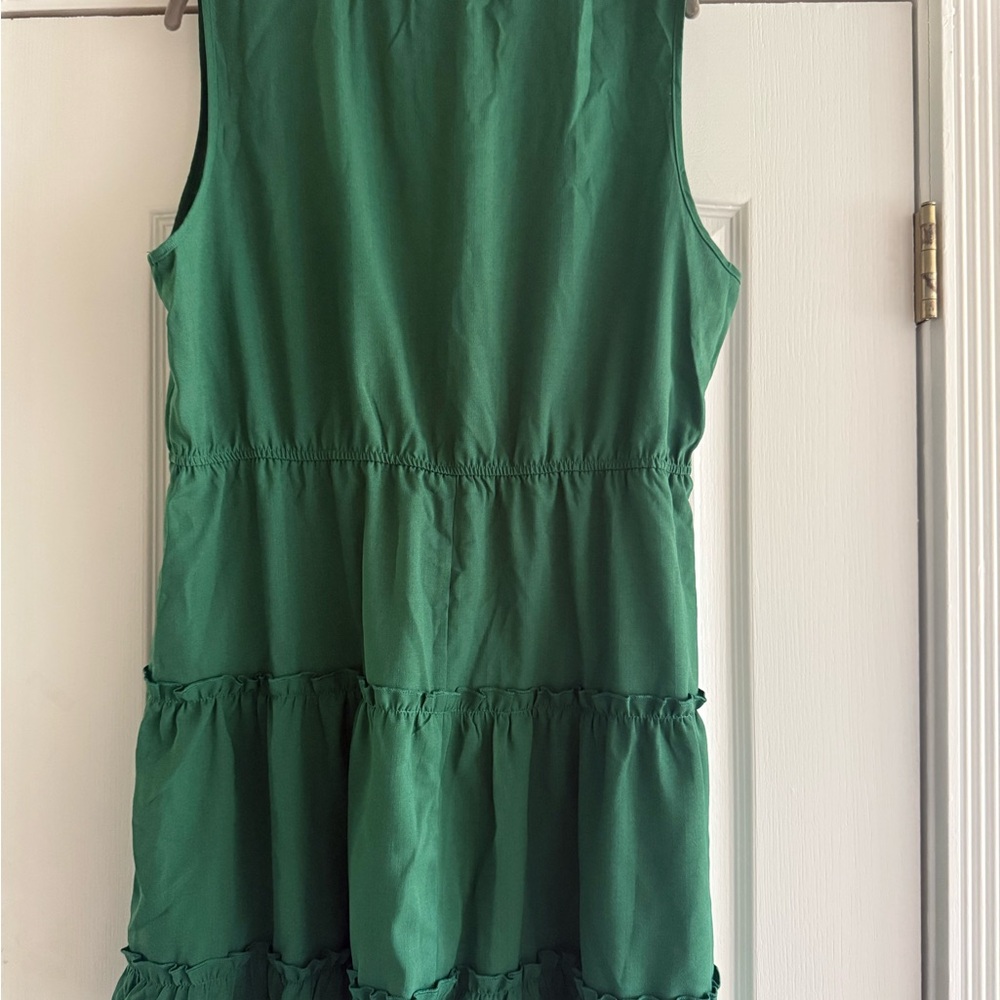 Cupshe Emerald Green Tiered Sleeveless Tie-Neck Dress - Picture 2 of 3